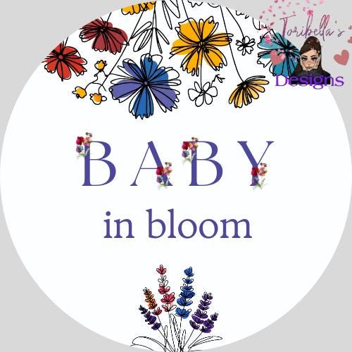 Baby in Bloom Spring Baby Shower Edible Image Line Flowers Themed Birthday Edible Cake Topper Frosting Sheet Thin Fondant Edible Sticker